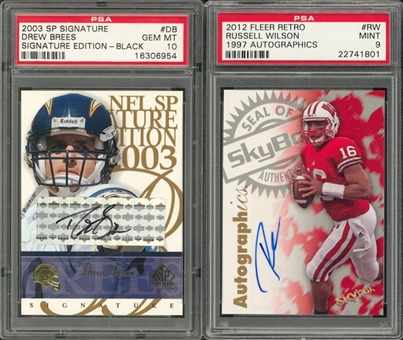 2003-2012 Fleer Retro and SP Authentic PSA MINT 9 and PSA GEM MT 10 Signed Cards Pair (2 Different) 
